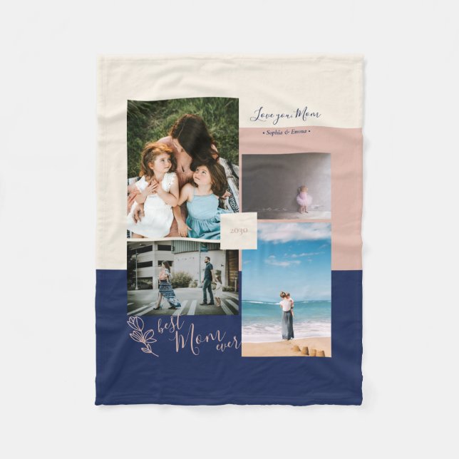 Modern Färg blockfotosamling för Mamma Fleecefilt (Framsidan)