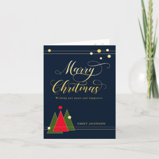 Modern Färg-kalligrafi utan foto i Guld Helgkort