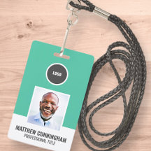 Modern Färg Round Logotyp Employee Namn Barcode