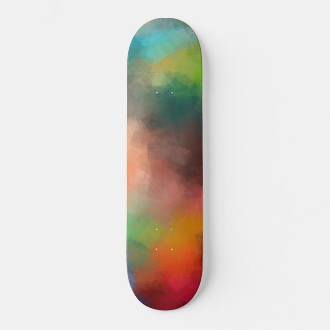 Modern färgad Abstrakt Art Rosa Red Blue-Grönt Mini Skateboard Bräda 18,5 Cm (Framsida)