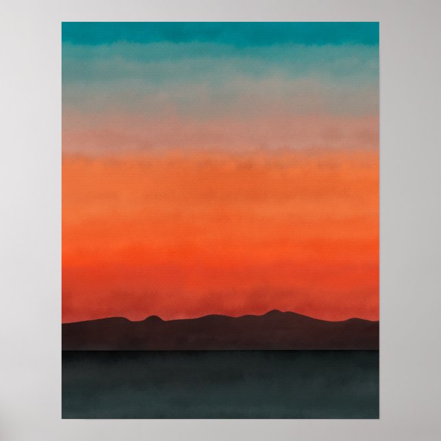 Modern färgad Abstrakt Beach Sunset Poster (Framsidan)