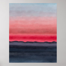 Modern färgad Abstrakt Beach Sunset Poster
