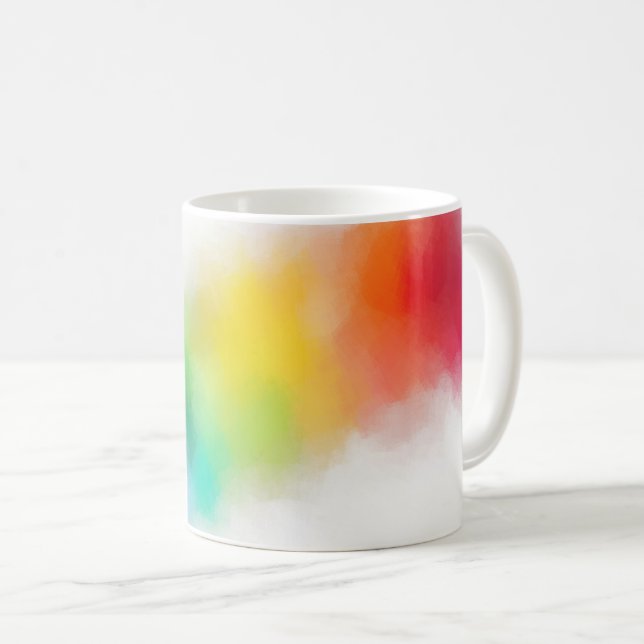 Modern färgad Abstrakt Rosa Red Blue Lila Kaffemugg (Framsida höger)