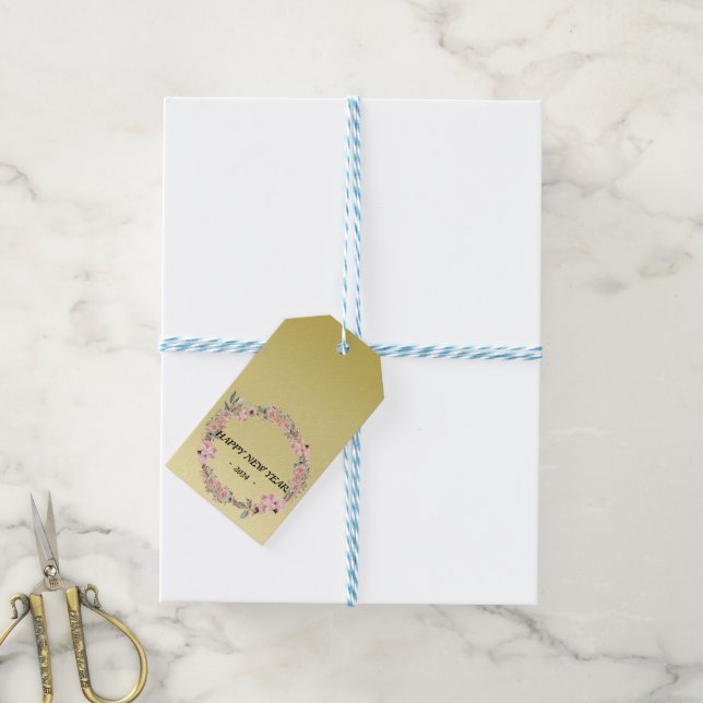 Modern färgad anpassningsbar av blommor i blommigt presentetikett (Med Snöre)