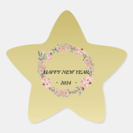 Modern färgad anpassningsbar av blommor i blommigt stjärnformat klistermärke