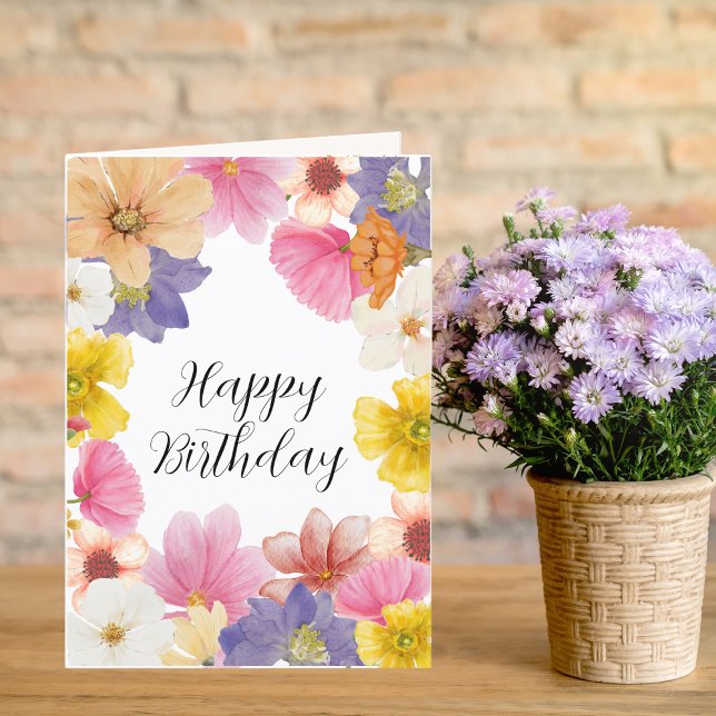 Modern färgad Blommigt för Söt Birthday card Helgkort (Skapare uppladdad)