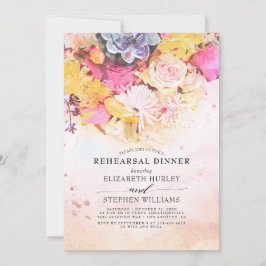 Modern färgad Blommigt för vattenfärgsrepetering Inbjudningar