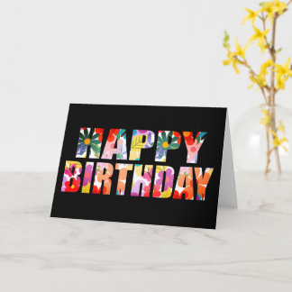 Modern färgad Blommigt Grattis på födelsedagen Kort