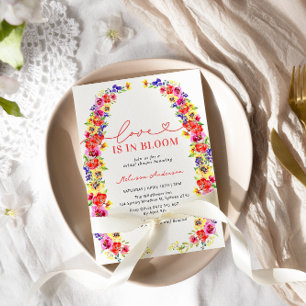Modern färgad Blommigt Kärlek i Möhippan Bloom Inbjudningar