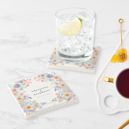 Modern färgad Blommigt LGBTQ Bröllop Stenunderlägg