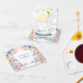 Modern färgad Blommigt LGBTQ Bröllop Underlägg Papper Kvadrat