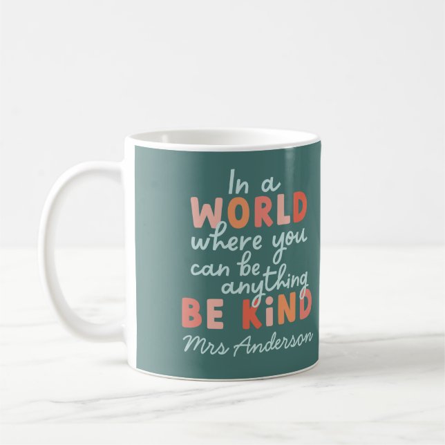 Modern färgad, djärv typografi är snäll lärare mu kaffemugg (Vänster)