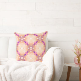 Modern färgad ecktisk persika och Lila Mönster Kudde