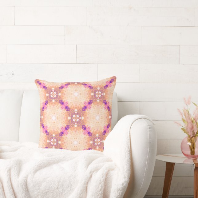 Modern färgad ecktisk persika och Lila Mönster Kudde (Soffa)