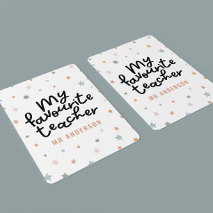 Modern färgad favoritlärarstjärna, julklapp casinokort