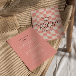 Modern färgad Groovy Retro-Roligt Unik Bröllop Spara Datumet