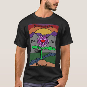 Modern färgad Hand plockade-Tecknad blomma T Shirt