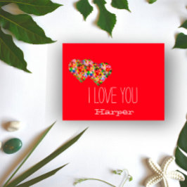 Modern färgad hjärta Red i kärlek Helg Vykort