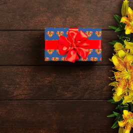 Modern färgad hjärtblått mönster presentpapper