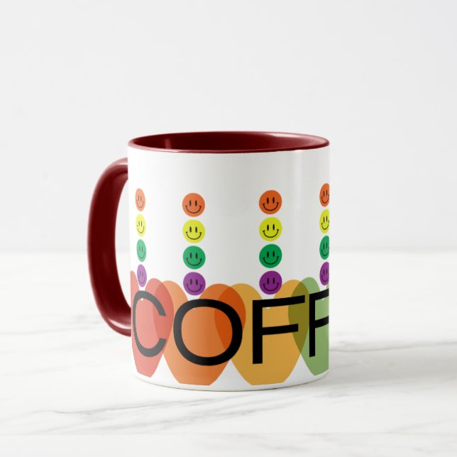 Modern färgad hjärtekaffe Mugg - Bright & Cheerf (Framsida vänster)