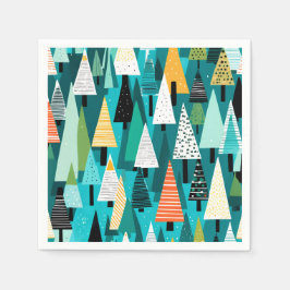 Modern färgad Julgran mönster Pappersservett