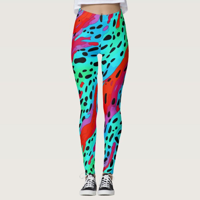 Modern färgad jungle-Vild Djurutskrift Mönster Leggings (Framsida)