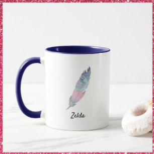 Modern färgad kalk och Rosa Feather Mugg