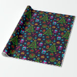 Modern färgad nyårshelg i Ljus Presentpapper<br><div class="desc">Gratulera till helgdagarna med den moderna juldesignen Neon Ljus. Denna moderna och färgstarka julklapp som omger pappra helgdag i ljus i form av Julgran, krans, presenter, klocka, prydnadsföremål, stjärnor och snöflingor. Ändra färgen i bakgrunden och anpassa den efter dina behov. Du hittar matchande produkter i min butik. Du kan anpassa...</div>