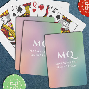 Modern färgad pastel och vit monogram Initialer Casinokort