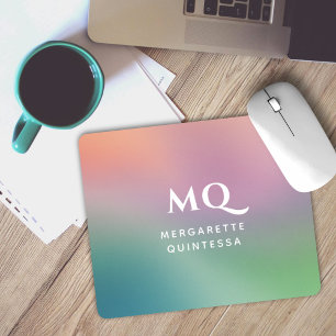 Modern färgad pastel och vit monogram Initialer Musmatta