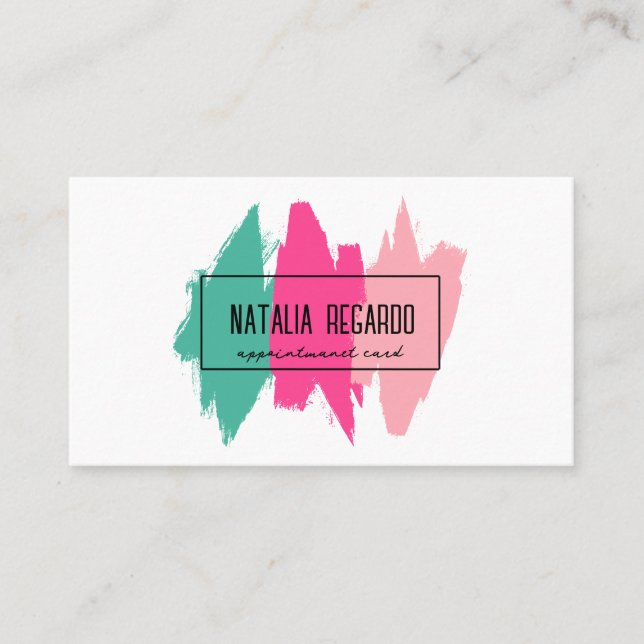 Modern färgad penselstreck salon tidsbeställning kort (Framsida)