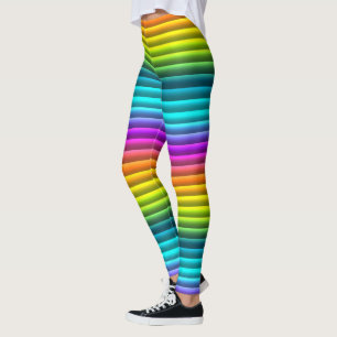 Modern färgad regnbåge Rand Mönster Leggings