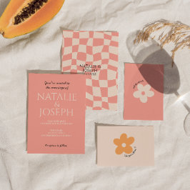 Modern färgad retro Bright Bold Unik Bröllop Inbjudningar