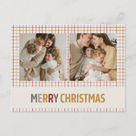 Modern färgad rutnätsfoto med God jul 2 Helg Vykort