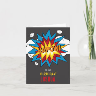 Modern färgad Tecknad Bok KAPOW-popkonsthBirthday Kort