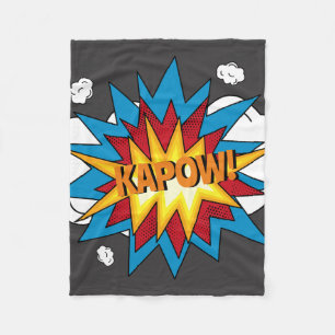 Modern färgad Tecknad Bok KAPOW-poppkonst Fleecefilt