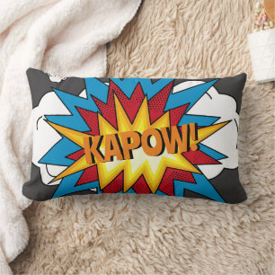 Modern färgad Tecknad Bok KAPOW-poppkonst Lumbarkudde