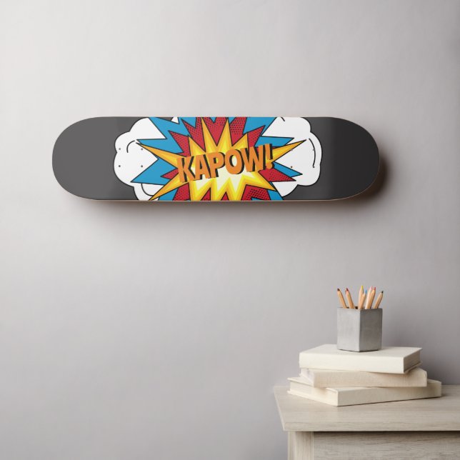 Modern färgad Tecknad Bok KAPOW-poppkonst Mini Skateboard Bräda 18,5 Cm (Väggkonst (Horz))