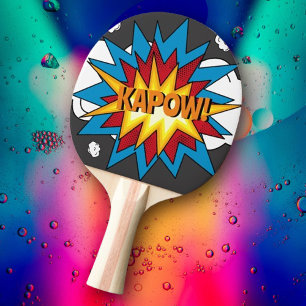 Modern färgad Tecknad Bok KAPOW-poppkonst Pingisracket