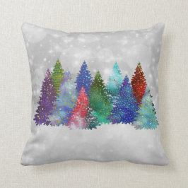 Modern färgad Träd Vattensfärgad jul Kudde