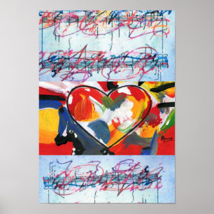 Modern färgad vattenfärgad Abstrakt Heart Poster