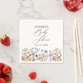 Modern färgad Wildblomma Blommigt Bokar för Baby Pappersservett