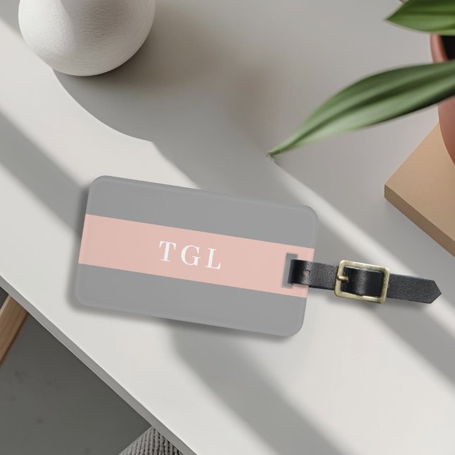 Modern färgblock anpassad monogram bagagetikett bagagebricka (Skapare uppladdad)