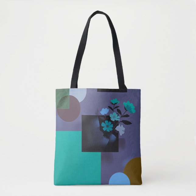 Modern Färgblock Blomma Toteväska Tygkasse (Framsida)