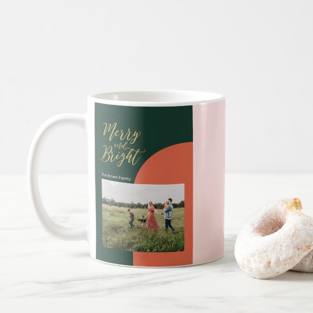 Modern färgblock julhelg foto kaffemugg (Med munk)