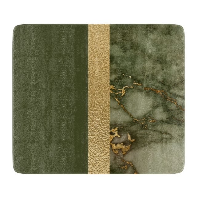 Modern färgblock Olivgrön Guld Folie Marmor (Framsidan)