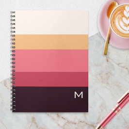 Modern färgblock rosa kräm monogram anteckningsbok