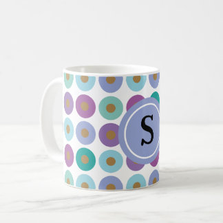 Modern färgcirkel Mönster Monogram Kaffemugg