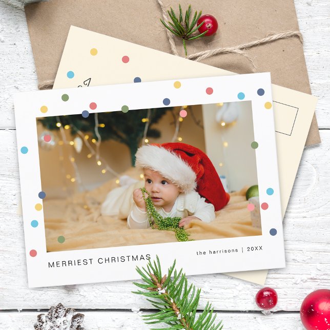 Modern färgfoto för Ljus Helg Vykort (Modern Colorful Lights Photo Holiday Postcard)