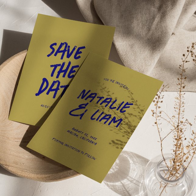 Modern färgfull Bright Funky Grunge Retro Bröllop Spara Datumet (Skapare uppladdad)